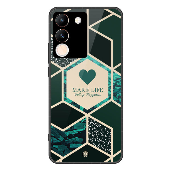 Happiness Series Soft Phone Case - Premium Glass Case - Design 4 - Vivo V29e