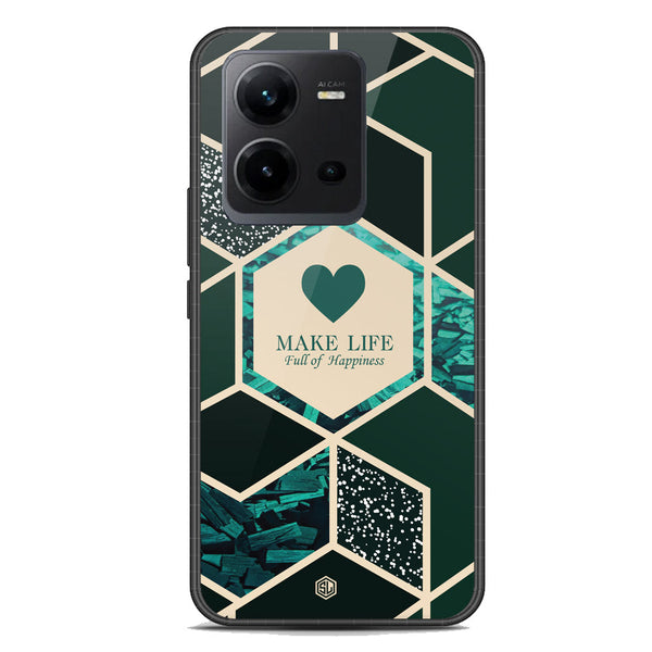 Happiness Series Soft Phone Case - Premium Glass Case - Design 4 - Vivo V25e