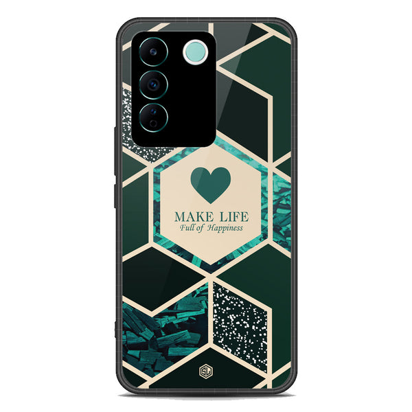 Happiness Series Soft Phone Case - Premium Glass Case - Design 4 - Vivo S16e