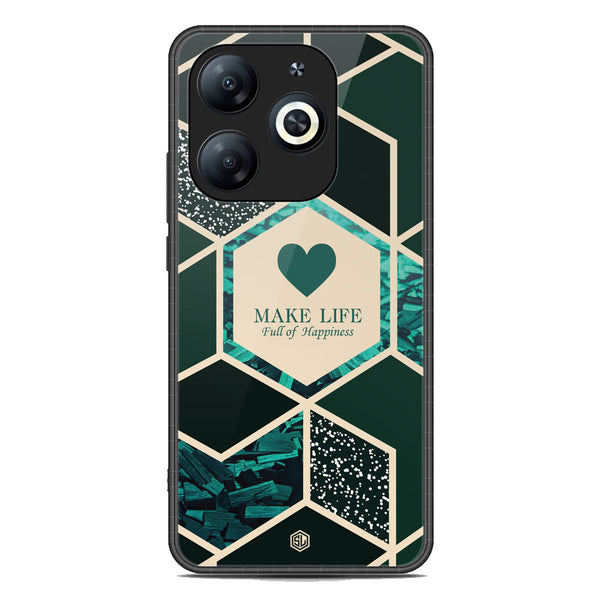 Happiness Series Soft Phone Case - Premium Glass Case - Design 4 - Tecno Spark Go 2024