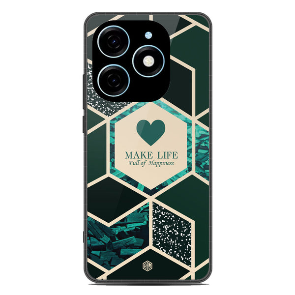 Happiness Series Soft Phone Case - Premium Glass Case - Design 4 - Tecno Spark 20C