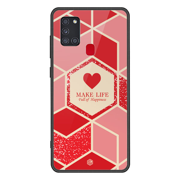 Happiness Series Soft Phone Case - Premium Glass Case - Design 5 - Samsung Galaxy A21s