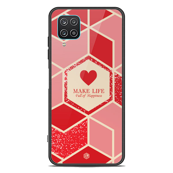 Happiness Series Soft Phone Case - Premium Glass Case - Design 5 - Samsung Galaxy A12