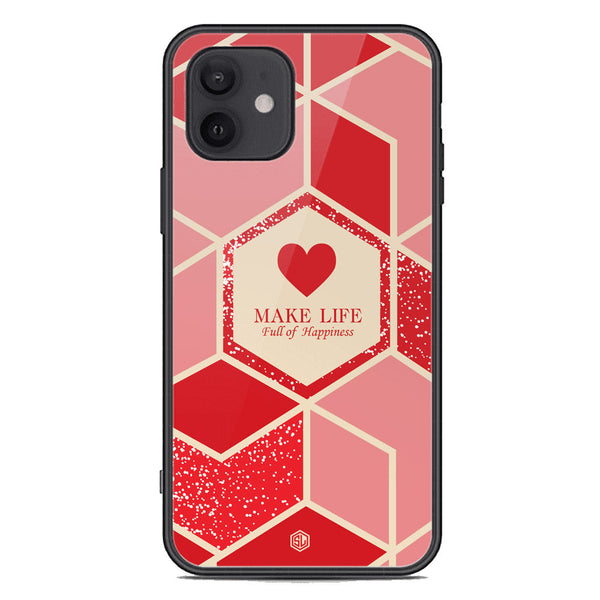 Happiness Series Soft Phone Case - Premium Glass Case - Design 5 - iPhone 12 Mini