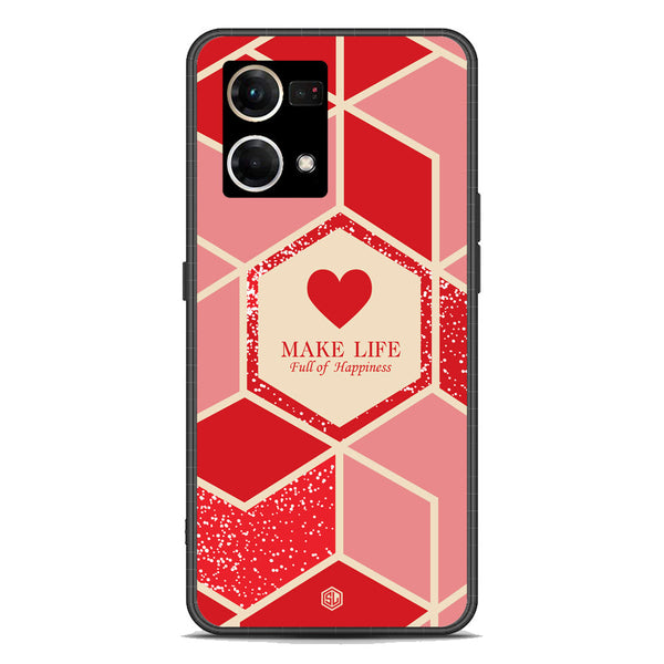 Happiness Series Soft Phone Case - Premium Glass Case - Design 5 - Oppo Reno 7 4G