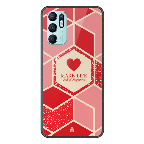 Happiness Series Soft Phone Case - Premium Glass Case - Design 5 - Oppo Reno 6