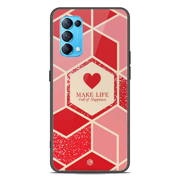 Happiness Series Soft Phone Case - Premium Glass Case - Design 5 - Oppo Reno 5 4G