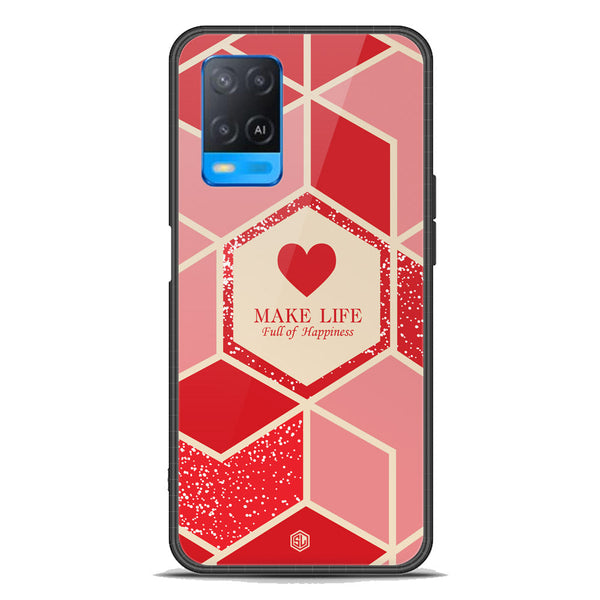Happiness Series Soft Phone Case - Premium Glass Case - Design 5 - Oppo A54 4G