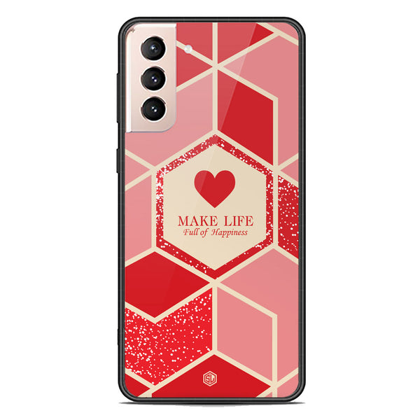 Happiness Series Soft Phone Case - Premium Glass Case - Design 5 - Samsung Galaxy S22 5G