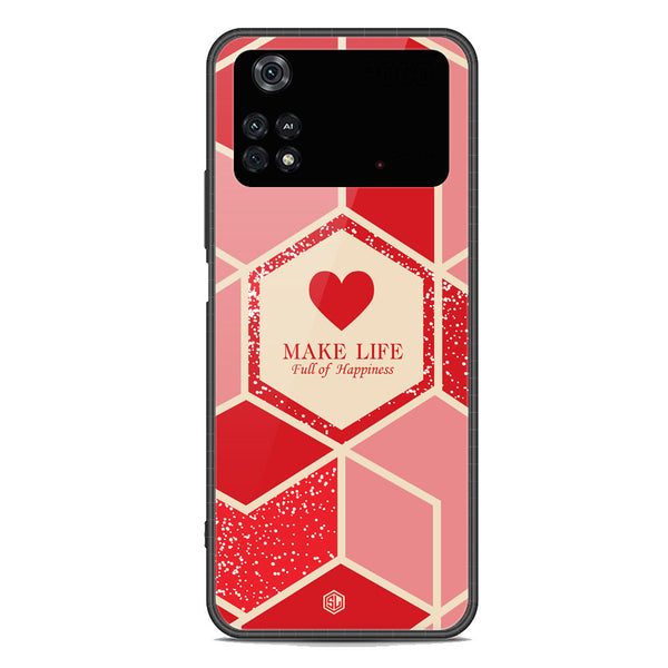 Happiness Series Soft Phone Case - Premium Glass Case - Design 5 - Xiaomi Poco M4 Pro 5G