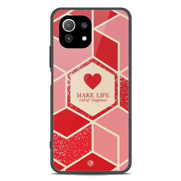 Happiness Series Soft Phone Case - Premium Glass Case - Design 5 - Xiaomi Mi 11 Lite