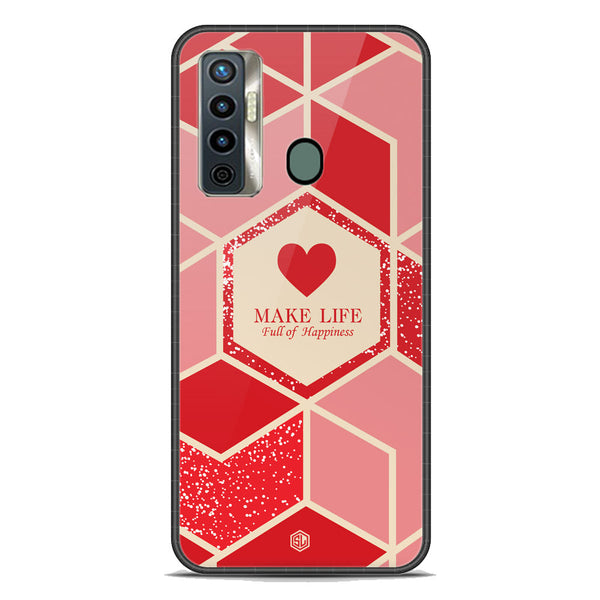 Happiness Series Soft Phone Case - Premium Glass Case - Design 5 - Tecno Camon 17