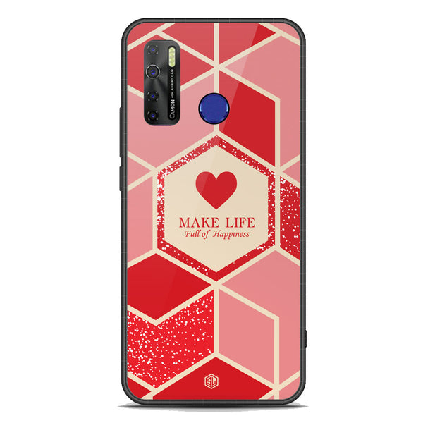 Happiness Series Soft Phone Case - Premium Glass Case - Design 5 - Tecno Camon 15