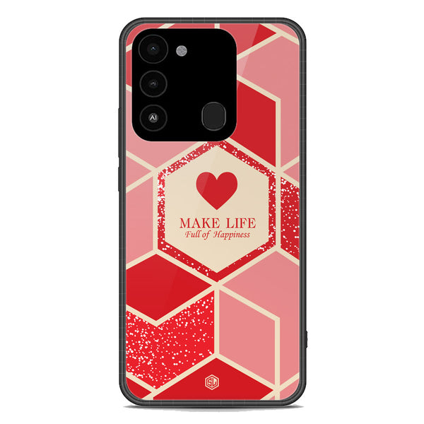 Happiness Series Soft Phone Case - Premium Glass Case - Design 5 - Tecno Spark 8C