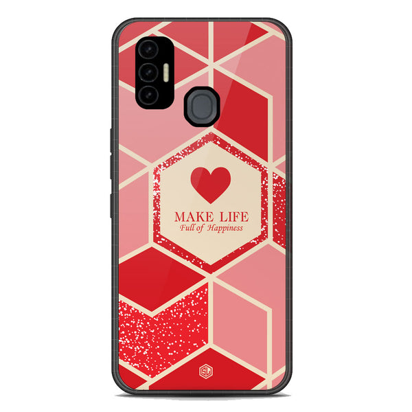 Happiness Series Soft Phone Case - Premium Glass Case - Design 5 - Tecno Spark 7