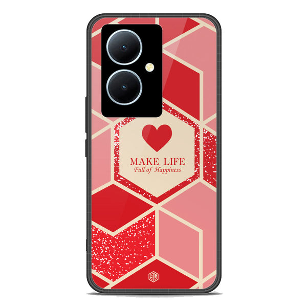 Happiness Series Soft Phone Case - Premium Glass Case - Design 5 - Vivo Y78 Plus 5G