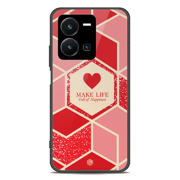 Happiness Series Soft Phone Case - Premium Glass Case - Design 5 - Vivo Y35