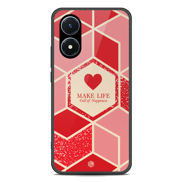 Happiness Series Soft Phone Case - Premium Glass Case - Design 5 - Vivo Y02s