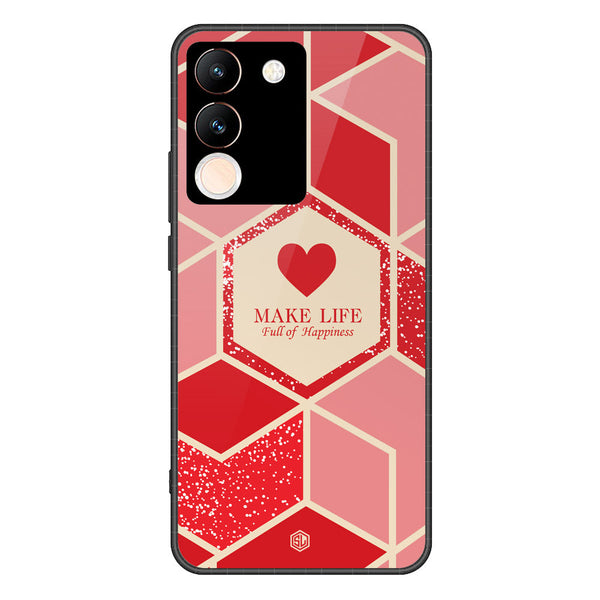 Happiness Series Soft Phone Case - Premium Glass Case - Design 5 - Vivo V29e