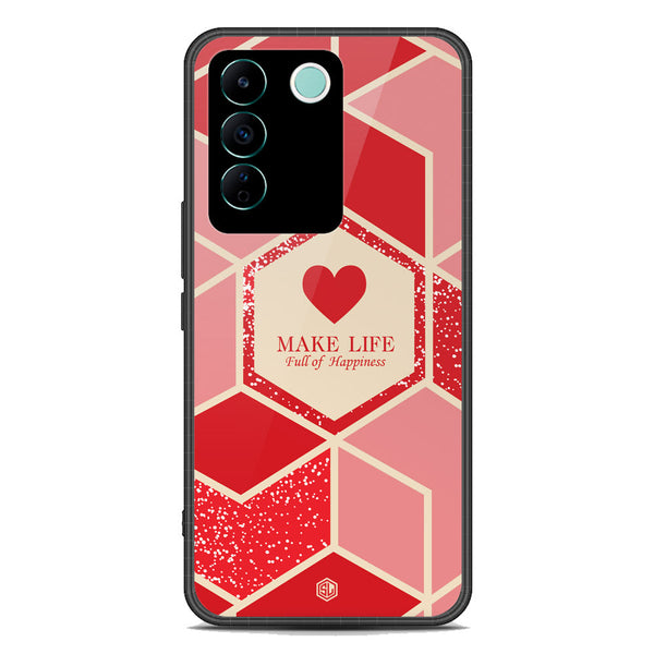 Happiness Series Soft Phone Case - Premium Glass Case - Design 5 - Vivo V27e