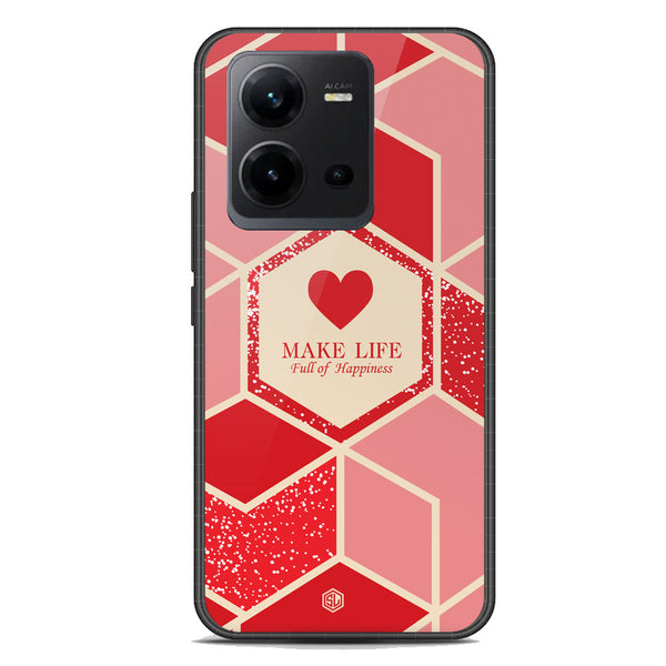 Happiness Series Soft Phone Case - Premium Glass Case - Design 5 - Vivo V25e