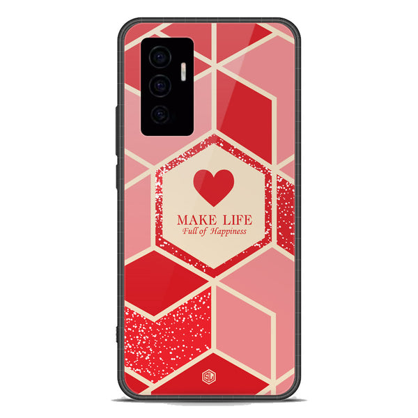 Happiness Series Soft Phone Case - Premium Glass Case - Design 5 - Vivo V23e