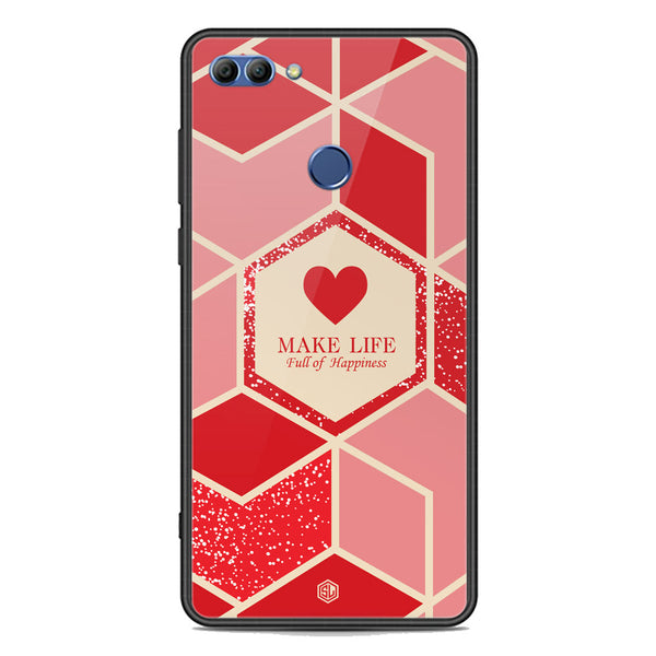 Happiness Series Soft Phone Case - Premium Glass Case - Design 5 - Huawei Y9 2018