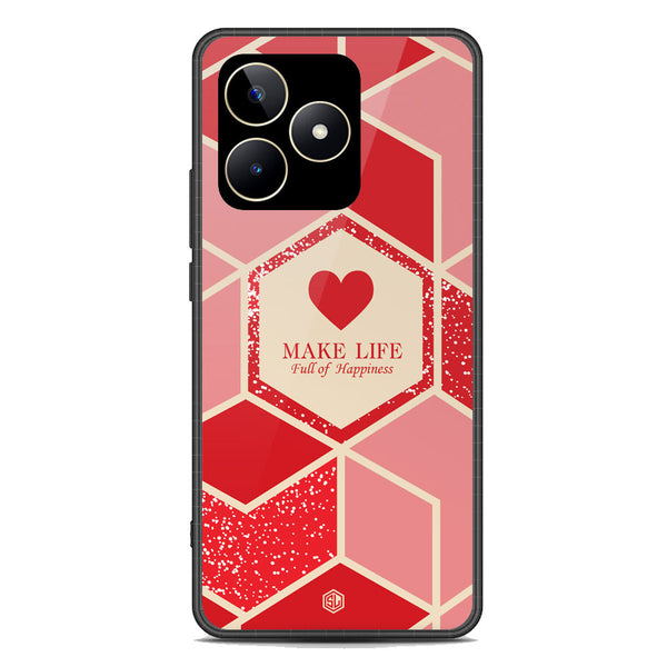 Happiness Series Soft Phone Case - Premium Glass Case - Design 5 - Realme C53