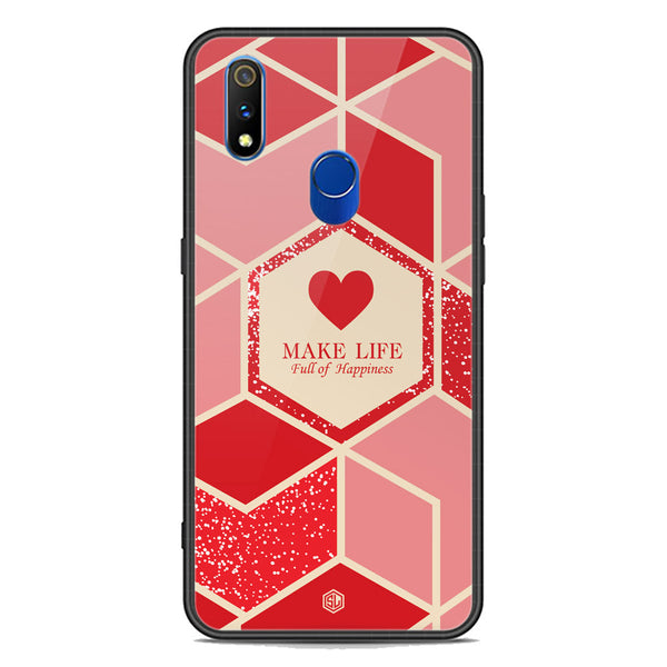 Happiness Series Soft Phone Case - Premium Glass Case - Design 5 - Realme 3 Pro