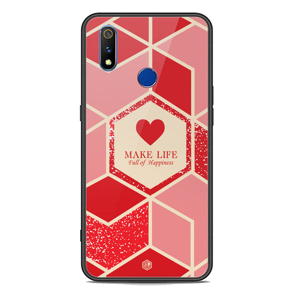 Happiness Series Soft Phone Case - Premium Glass Case - Design 5 - Realme 3i