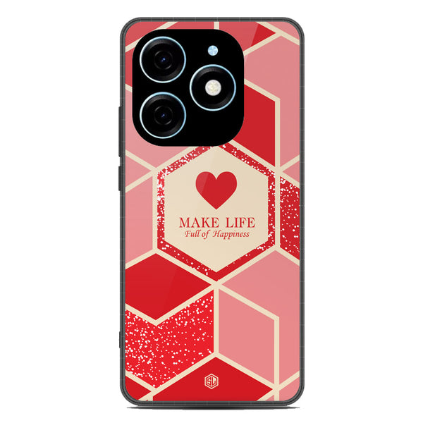 Happiness Series Soft Phone Case - Premium Glass Case - Design 5 - Tecno Spark 20