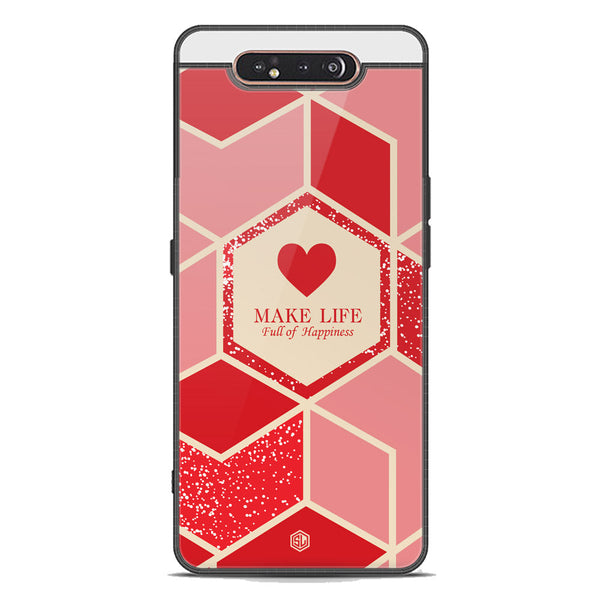 Happiness Series Soft Phone Case - Premium Glass Case - Design 5 - Samsung Galaxy A80