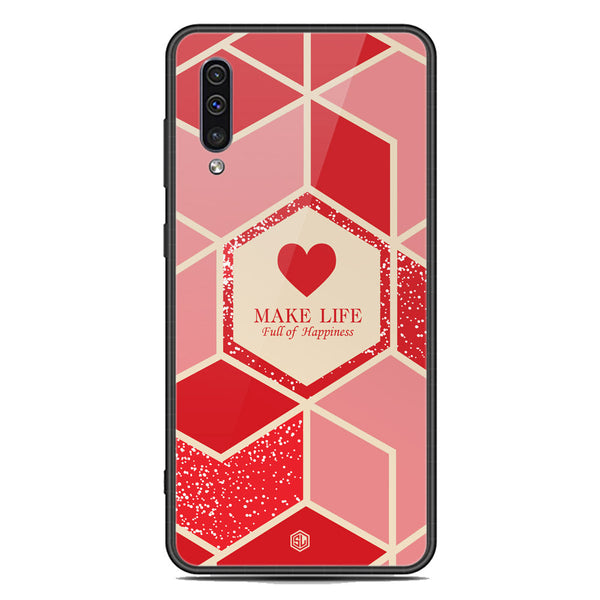Happiness Series Soft Phone Case - Premium Glass Case - Design 5 - Samsung Galaxy A50