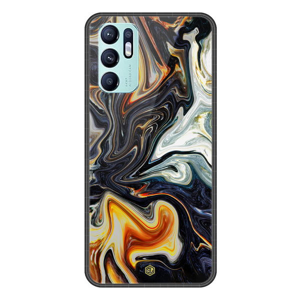 Marble Series Soft Phone Case - Premium Glass Case - Design 1 - Oppo Reno 6