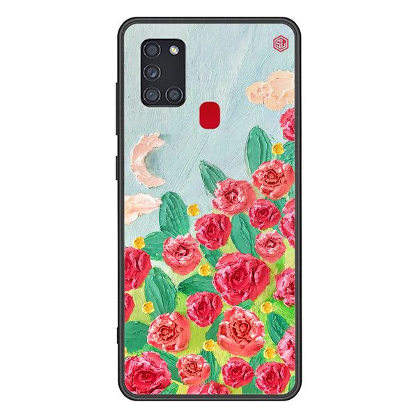 Floral Series Soft Phone Case - Premium Glass Case - Design 10 - Samsung Galaxy A21s