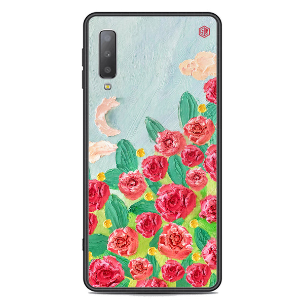 Floral Series Soft Phone Case - Premium Glass Case - Design 10 - Samsung Galaxy A7 2018