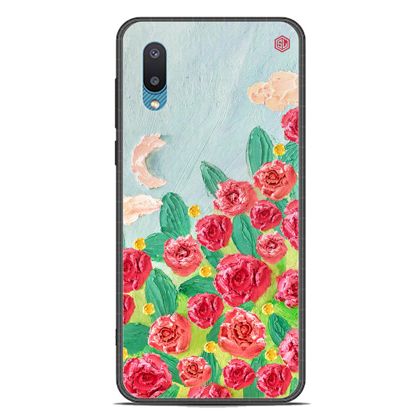 Floral Series Soft Phone Case - Premium Glass Case - Design 10 - Samsung Galaxy A02