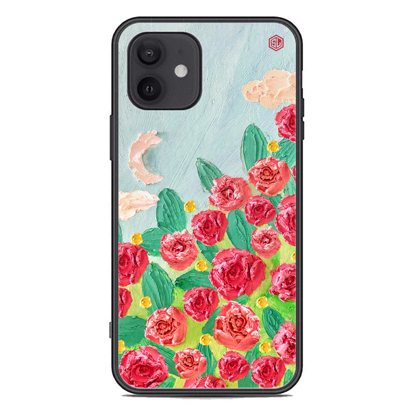 Floral Series Soft Phone Case - Premium Glass Case - Design 10 - iPhone 12 Mini