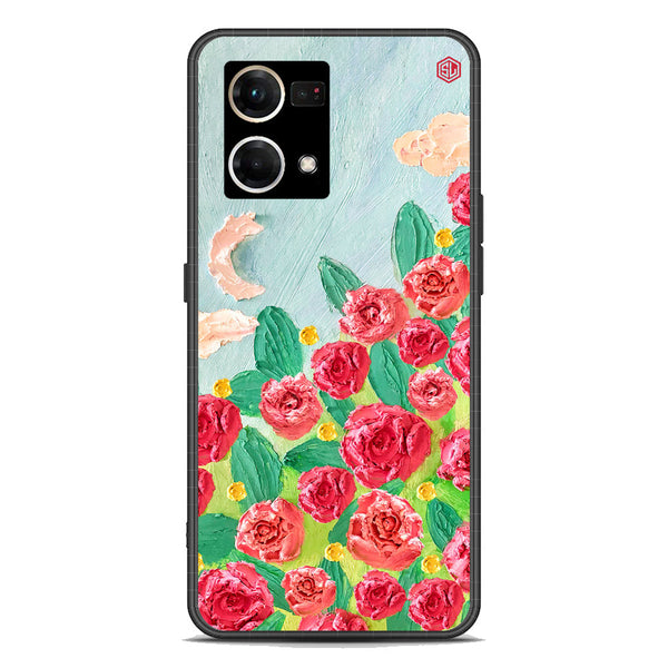 Floral Series Soft Phone Case - Premium Glass Case - Design 10 - Oppo Reno 8 4G