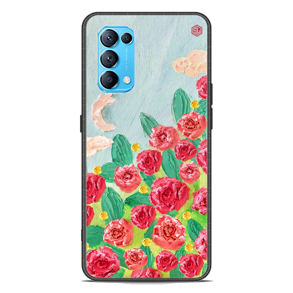 Floral Series Soft Phone Case - Premium Glass Case - Design 10 - Oppo Find X3 Lite
