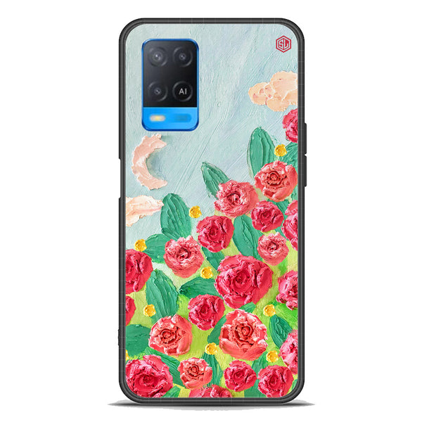 Floral Series Soft Phone Case - Premium Glass Case - Design 10 - Oppo A55 4G