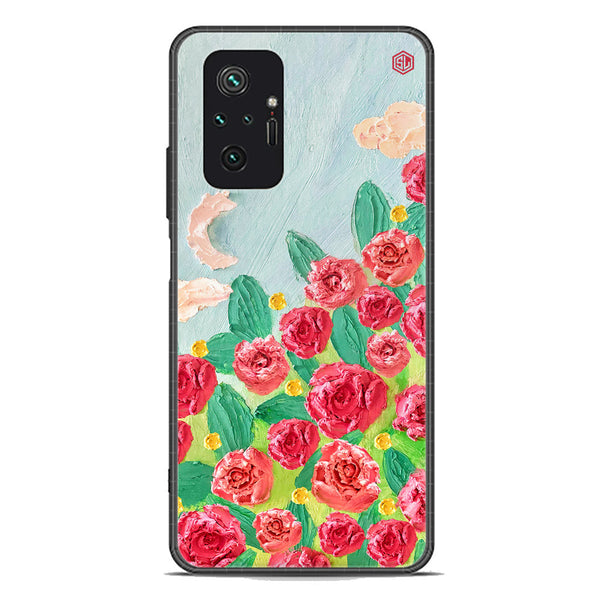 Floral Series Soft Phone Case - Premium Glass Case - Design 10 - Xiaomi Redmi Note 10 Pro Max