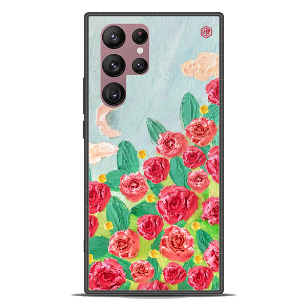 Floral Series Soft Phone Case - Premium Glass Case - Design 10 - Samsung Galaxy S22 Ultra 5G