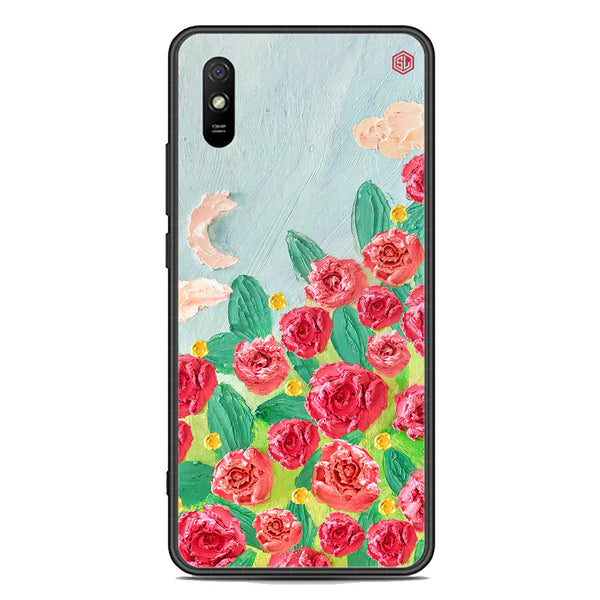 Floral Series Soft Phone Case - Premium Glass Case - Design 10 - Xiaomi Redmi 9A