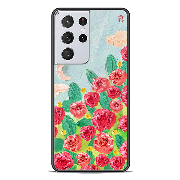Floral Series Soft Phone Case - Premium Glass Case - Design 10 - Samsung Galaxy S21 Ultra 5G
