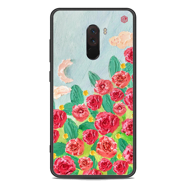 Floral Series Soft Phone Case - Premium Glass Case - Design 10 - Xiaomi Pocophone F1