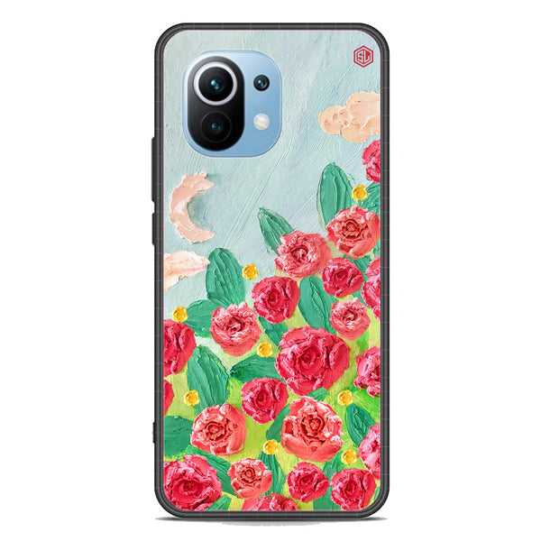 Floral Series Soft Phone Case - Premium Glass Case - Design 10 - Xiaomi Mi 11