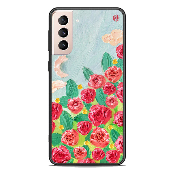 Floral Series Soft Phone Case - Premium Glass Case - Design 10 - Samsung Galaxy S21 5G
