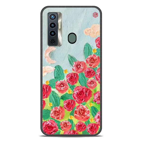Floral Series Soft Phone Case - Premium Glass Case - Design 10 - Tecno Camon 17