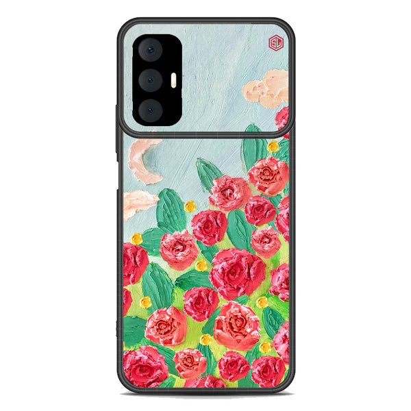 Floral Series Soft Phone Case - Premium Glass Case - Design 10 - Tecno Spark 8 Pro